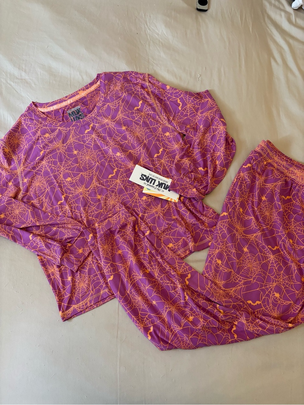 Muk Luks Women' Purple Spiderweb Print Pajama Set